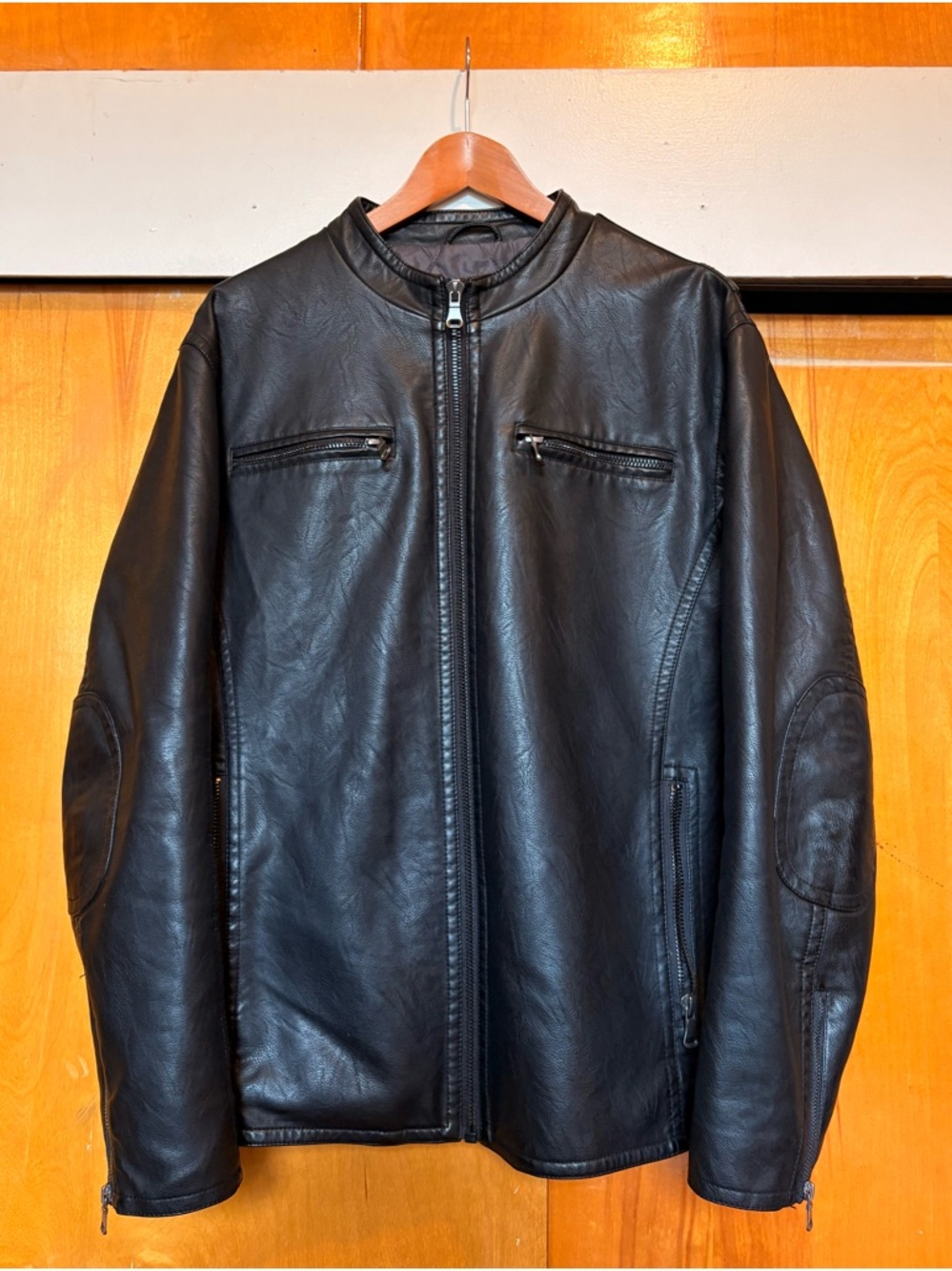 Kenneth Cole Awearness Black Faux Leather Moto Jacket